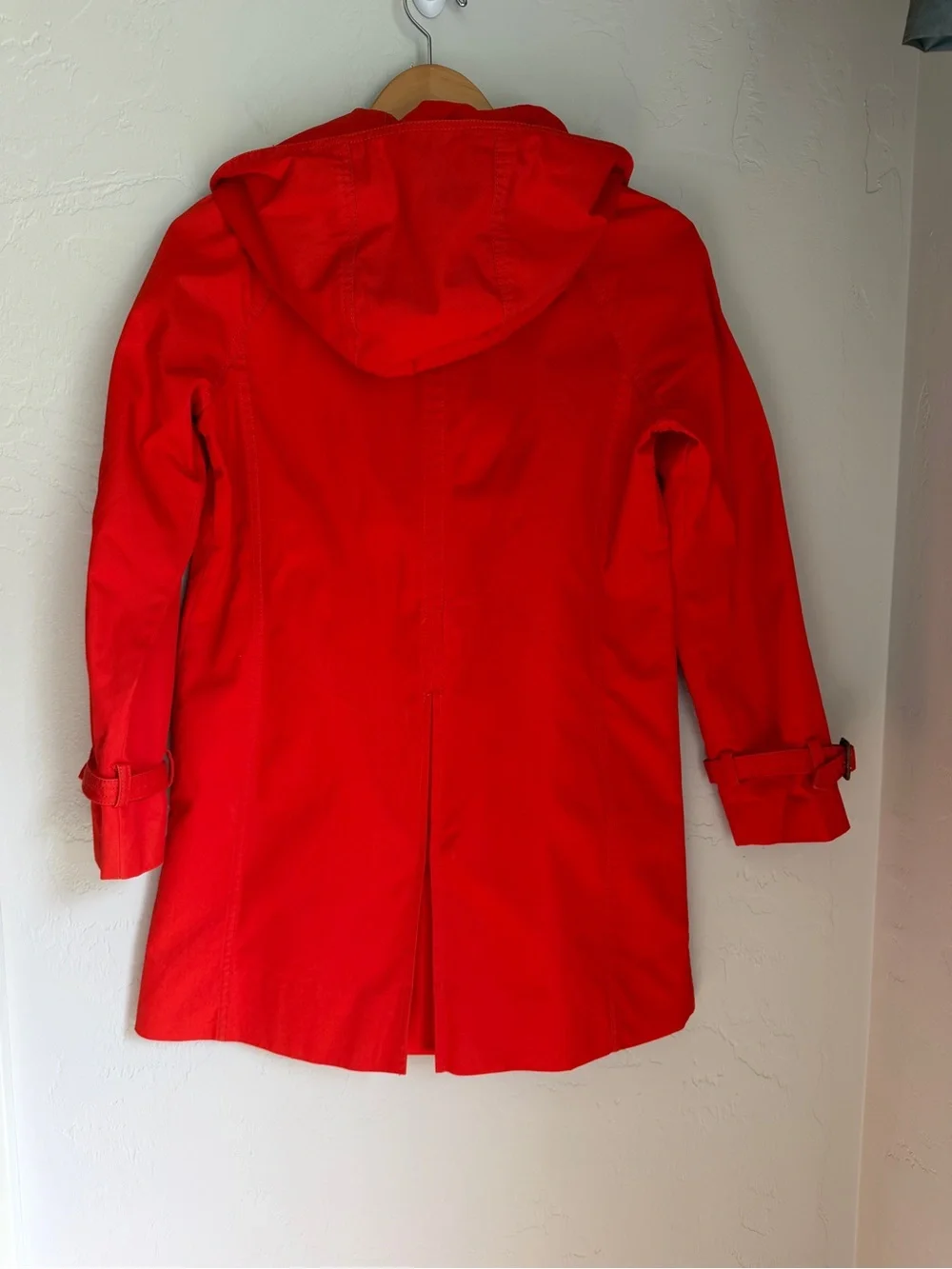 J. Crew Women's Lightweight Bright Red‎ Hooded Trench Coat Size 2